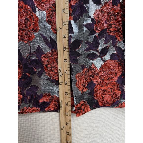 J.Crew Collection Pleated Skirt Women’s Sz 00 Metallic Floral Brocade Dressy - Picture 8 of 12